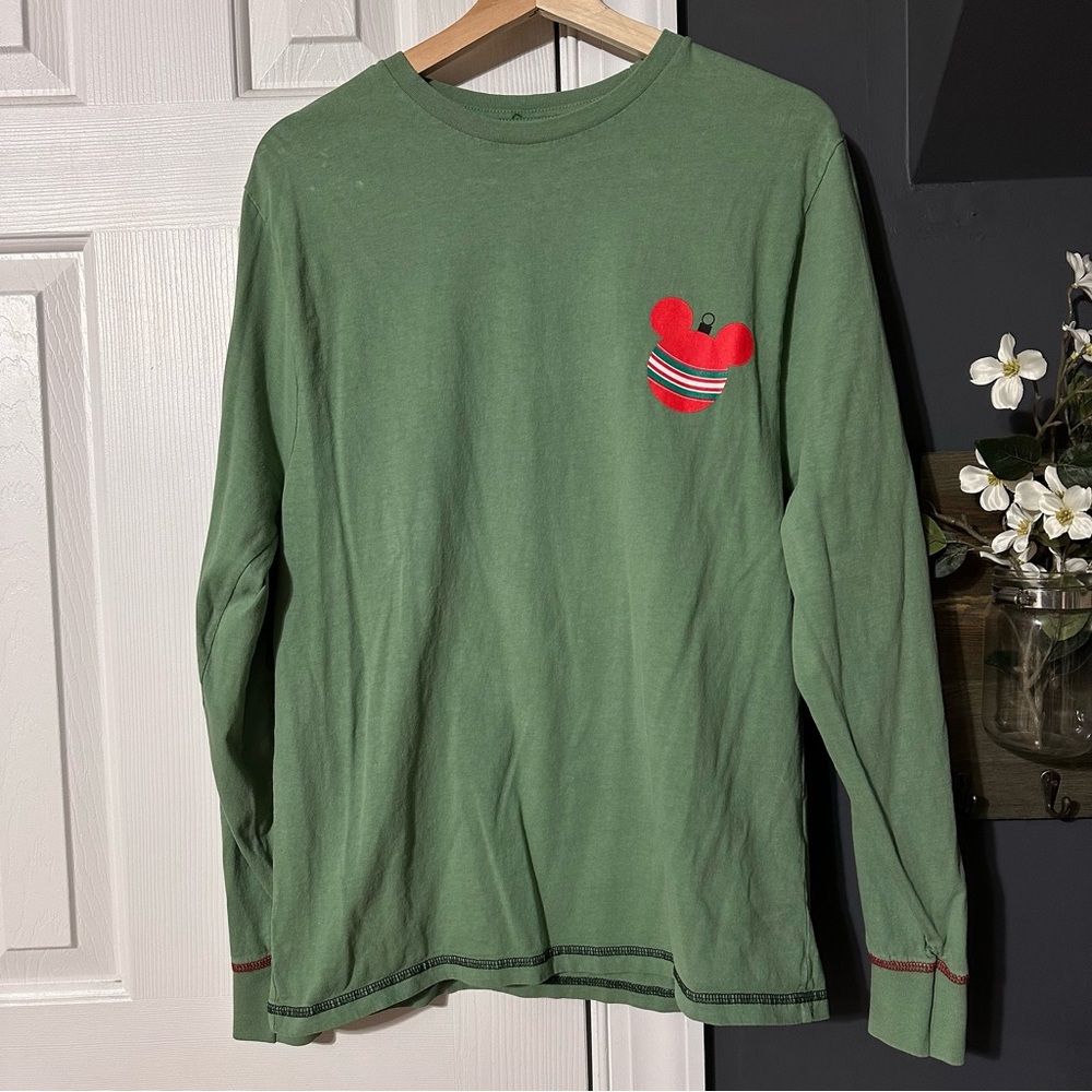 Women's Green Mickey Mouse "Sleigh Whaaat?" Holiday Long-Sleeve Shirt